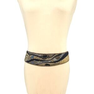 belt S/M hand beaded waist hips vintage 2.5" wide ethereal steampunk maximalism